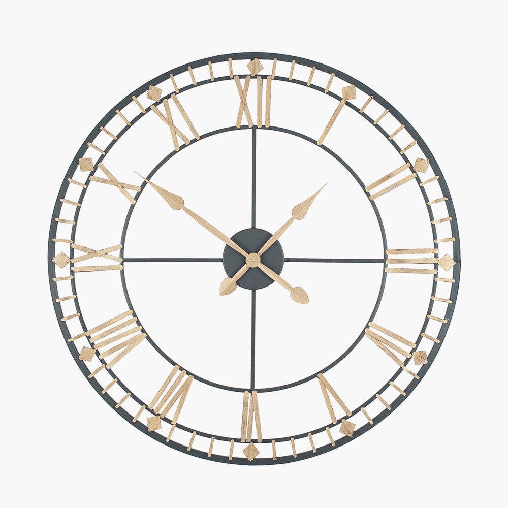 Antique Bronze & Gold Skeleton Wall Clock Large